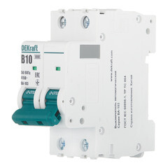 Автоматический выключатель модульный Dekraft BA-103 2P 10А тип B 6 кА 230/400 В (12223DEK) - фото 2
