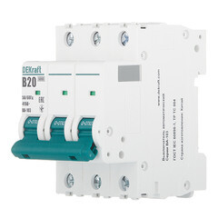 Автоматический выключатель модульный Dekraft BA-103 3P 20А тип B 6 кА 230/400 В (12242DEK) - фото 3