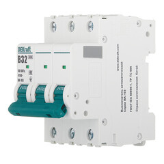 Автоматический выключатель модульный Dekraft BA-103 3P 32А тип B 6 кА 230/400 В (12244DEK) - фото 3