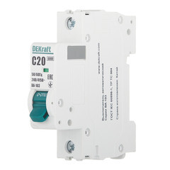 Автоматический выключатель модульный Dekraft BA-103 1P 20А тип C 6 кА 230/400 В (12274DEK) - фото 3
