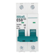 Автоматический выключатель модульный Dekraft BA-103 2P 50А тип C 6 кА 230/400 В (12294DEK)