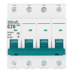 Изображение товара Автоматический выключатель модульный Dekraft BA-103 4Р 20А тип C 6 кА 230/400 В (12322DEK)