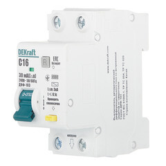 Автомат дифференциальный Dekraft ДИФ-103 16А 1P+N тип AC 30 мА 4,5 кА компактный (16052DEK) - фото 2