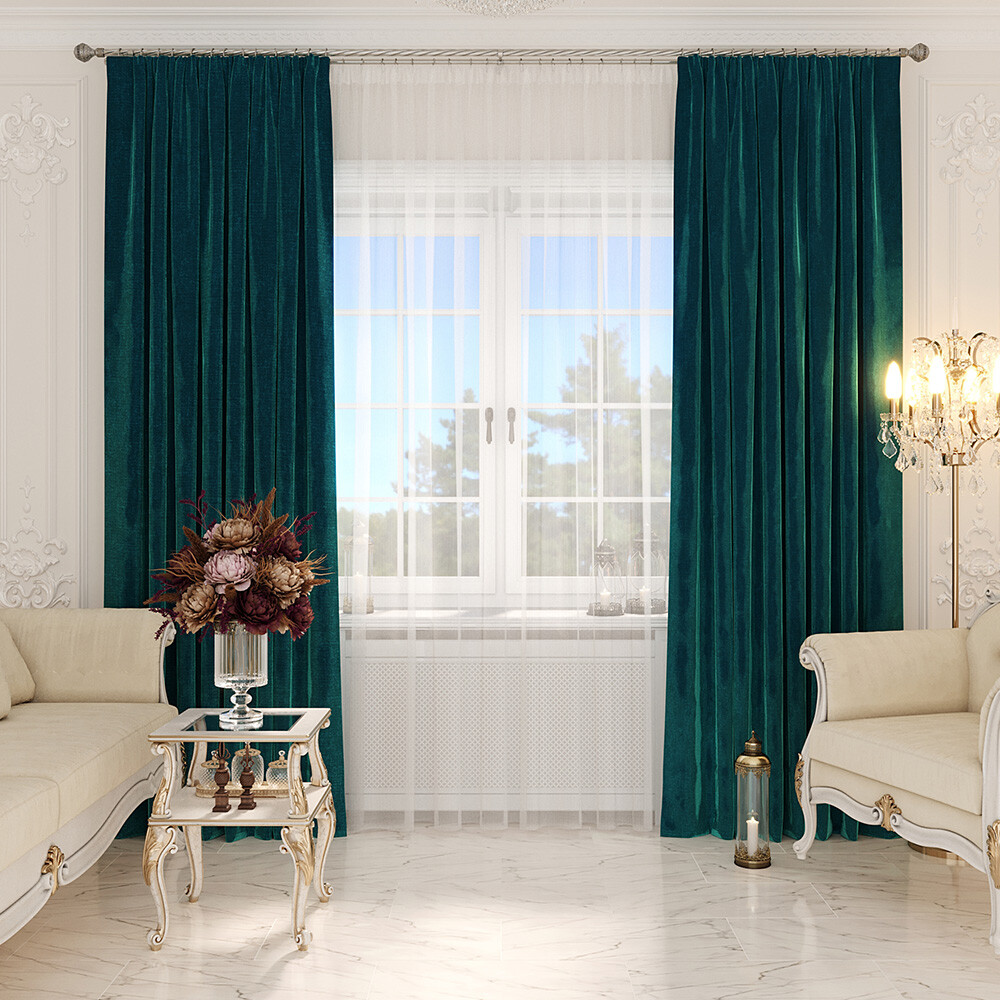 Изображение товара Бархатная штора изумрудная для гостиной 180x275 см Legrand