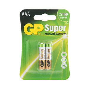 Батарейка GP Batteries Super AAA мизинчиковая LR03 1,5 В (2 шт ...