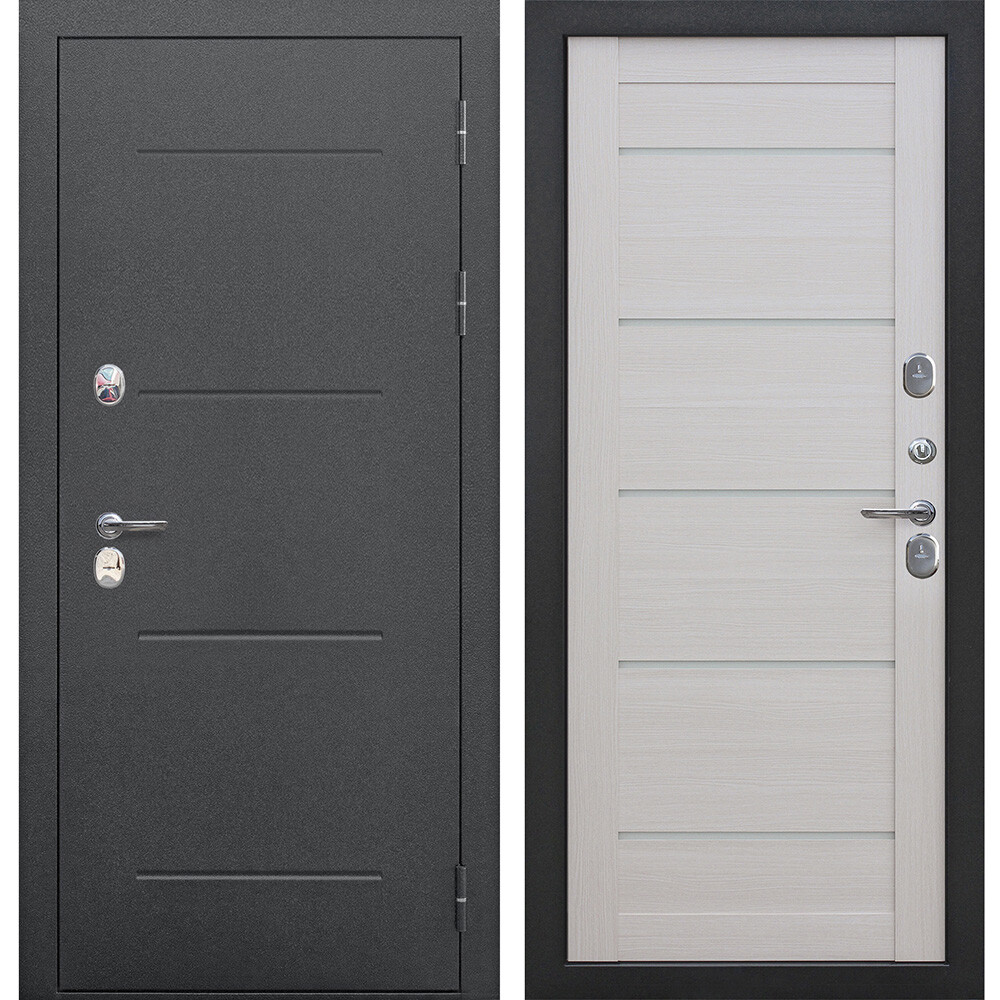 Дверь входная с терморазрывом Ferroni Isoterma правая антик серебро - лиственница бежевая 860х2050 мм