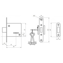 Замок врезной Омега ЗВ 8-4 для входной двери хром 3 ключа - фото 4