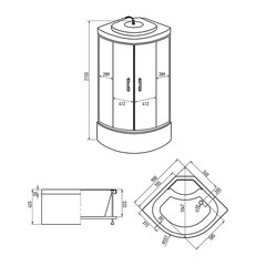 Душевая кабина Erlit Comfort 90х90х215 см стекло матовое 4 мм с высоким поддоном полукруг - фото 10