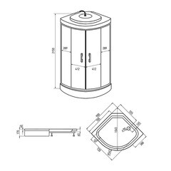 Душевая кабина Erlit ER35 90х90х215 см стекло тонированное 4 мм с низким поддоном полукруг - фото 8