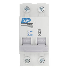 Изображение товара Автоматический выключатель модульный ETP ВА 47-63 2P 10А тип C 4,5 кА 230/400 В (11215)