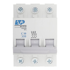 Автоматический выключатель модульный ETP ВА 47-63 3P 50А тип C 4,5 кА 400 В (11327)