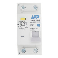 Изображение товара Автомат дифференциальный ETP АД-12 32А 1P+N тип AC 30 мА 4,5 кА компактный (19015)