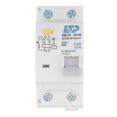 Автомат дифференциальный ETP АД-12 40А 1P+N тип AC 30 мА 4,5 кА компактный (19016) - фото 1