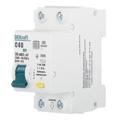 Автомат дифференциальный Dekraft ДИФ-103 40А 1P+N тип AC 30 мА 4,5 кА компактный (16056DEK) - фото 3