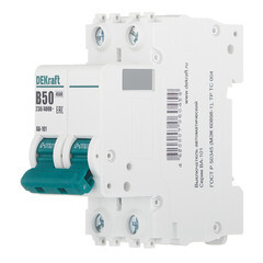 Автоматический выключатель модульный Dekraft BA-101 2P 50А тип B 4,5 кА 230/400 В (11023DEK) - фото 2