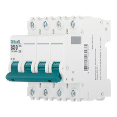 Автоматический выключатель модульный Dekraft BA-101 4Р 50А тип B 4,5 кА 230/400 В (11047DEK) - фото 3