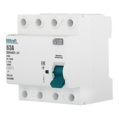 УЗО Dekraft УЗО-03 63А 3P+N тип AC 300 мА 6 кА компактное (14252DEK) - фото 3