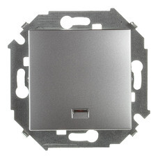 Выключатель Simon 15 одноклавишный встраиваемый алюминий с подсветкой (1591104-033)