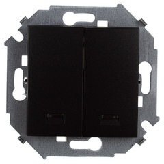 Изображение товара Выключатель Simon 15 двухклавишный встраиваемый графит с подсветкой (1591392-038)