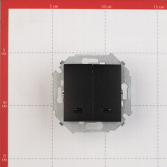 Выключатель Simon 15 двухклавишный встраиваемый графит с подсветкой (1591392-038) - фото 3