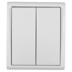 Изображение товара Выключатель Simon 15 Aqua двухклавишный накладной белый (1594398-030)