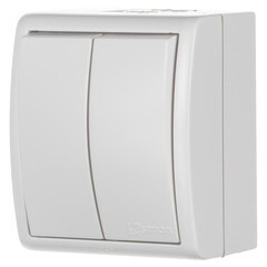 Выключатель Simon 15 Aqua двухклавишный накладной белый (1594398-030) - фото 3