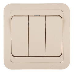 Изображение товара Выключатель Makel Mimoza трехклавишный встраиваемый бежевый (25092)