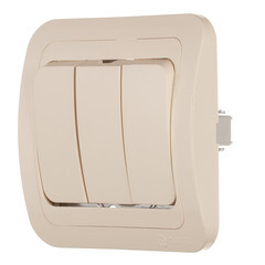 Выключатель Makel Mimoza трехклавишный встраиваемый бежевый (25092) - фото 3