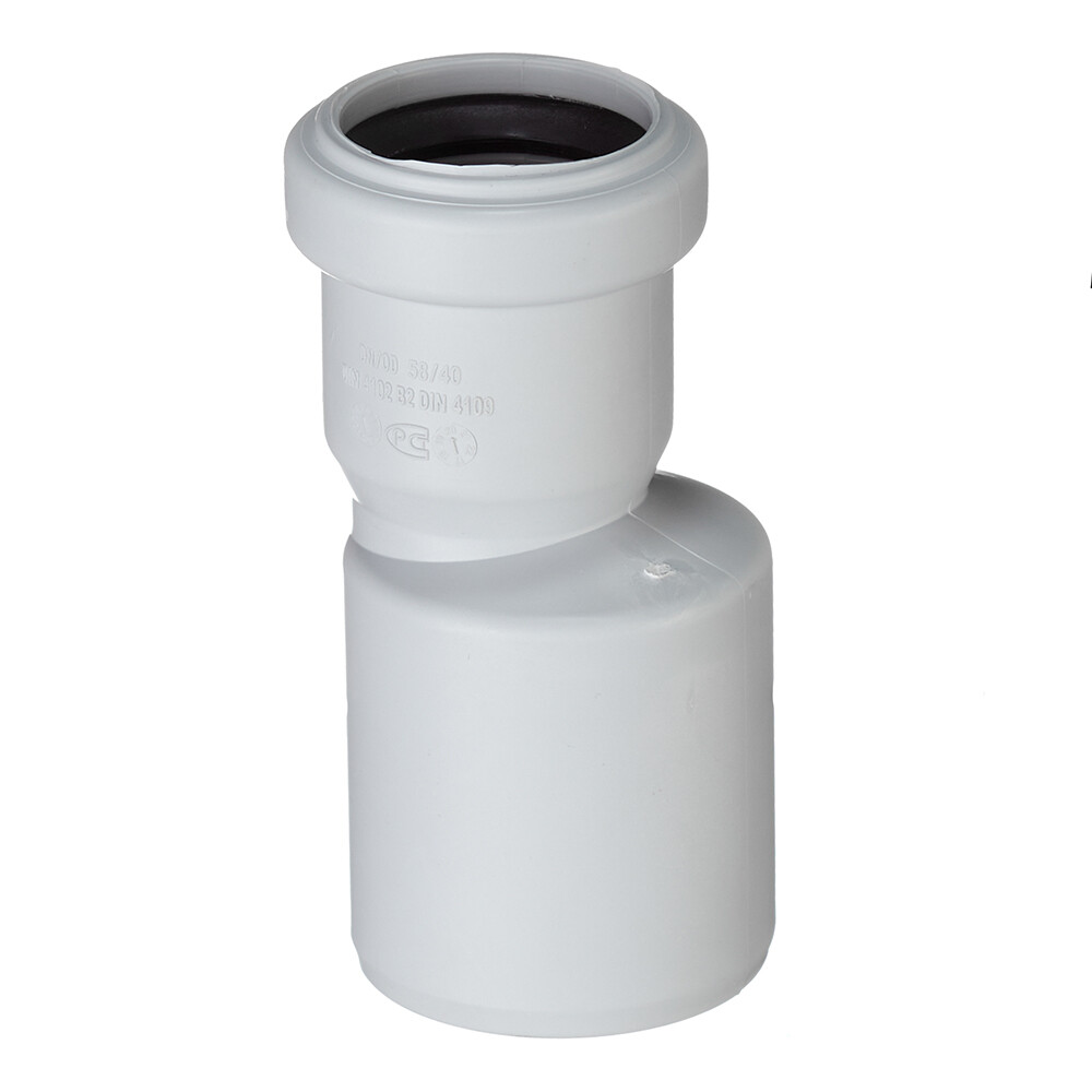 Изображение товара Переходник Pro Aqua Stilte Plus d40х58 мм пластиковый эксцентрический шумопоглощающий для внутренней канализации