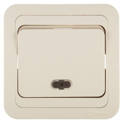 Изображение товара Выключатель Makel Mimoza одноклавишный встраиваемый бежевый с подсветкой (25021)