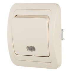 Выключатель Makel Mimoza одноклавишный встраиваемый бежевый с подсветкой (25021) - фото 2