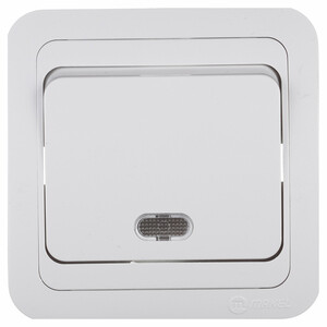 Выключатель Makel Mimoza одноклавишный встраиваемый белый с подсветкой (12021)