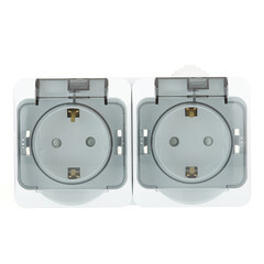 Изображение товара Розетка Systeme Electric Этюд накладная белая со шторками с крышкой (PA16-244B)