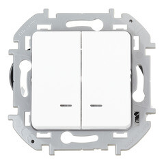 Выключатель Legrand Inspiria двухклавишный встраиваемый белый с подсветкой (673630) - фото 1