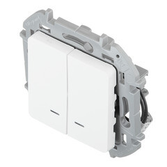 Выключатель Legrand Inspiria двухклавишный встраиваемый белый с подсветкой (673630) - фото 2