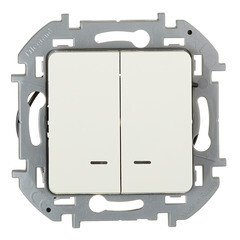 Выключатель Legrand Inspiria двухклавишный встраиваемый слоновая кость с подсветкой (673631) - фото 1