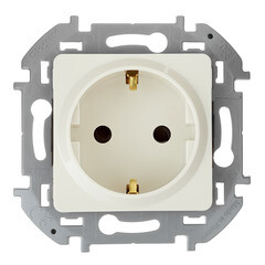 Розетка Legrand Inspiria встраиваемая слоновая кость со шторками (673731) - фото 1
