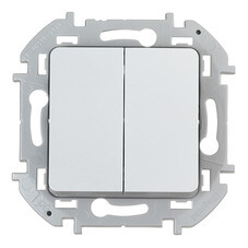 Выключатель Legrand Inspiria двухклавишный встраиваемый алюминий (673622)