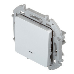 Выключатель Legrand Inspiria одноклавишный встраиваемый алюминий с подсветкой (673612) - фото 4