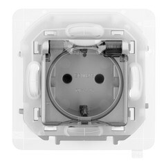 Розетка Legrand Inspiria встраиваемая алюминий со шторками с крышкой (673742) - фото 1