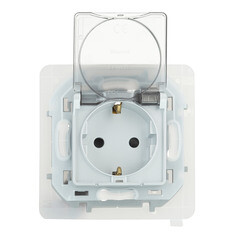 Розетка Legrand Inspiria встраиваемая алюминий со шторками с крышкой (673742) - фото 4