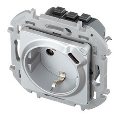 Розетка Legrand Inspiria встраиваемая алюминий с USB Type-C (673772) - фото 3