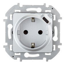 Розетка Legrand Inspiria встраиваемая алюминий с USB Type-C (673772)