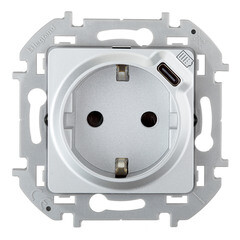 Изображение товара Розетка Legrand Inspiria встраиваемая алюминий с USB Type-C (673772)