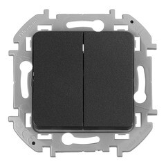Изображение товара Выключатель Legrand Inspiria двухклавишный встраиваемый антрацит (673623)