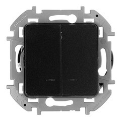 Изображение товара Выключатель Legrand Inspiria двухклавишный встраиваемый антрацит с подсветкой (673633)