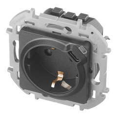 Розетка Legrand Inspiria встраиваемая антрацит с USB Type-C (673773) - фото 4