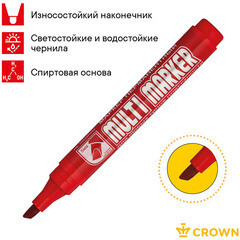 Маркер перманентный для разметки Crown Multi Marker Chisel красный грифель 5 мм - фото 2