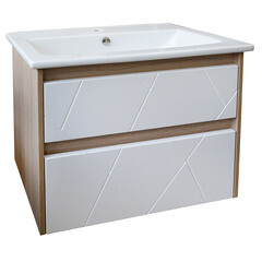 Изображение товара Тумба под раковину АСБ-Мебель Диана 60 см подвесная белая/дуб янтарный (12027)