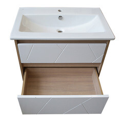 Тумба под раковину АСБ-Мебель Диана 60 см подвесная белая/дуб янтарный (12027) - фото 5